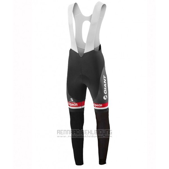 2016 Fahrradbekleidung Giant Alpecin Shwarz und Wei Trikot Langarm und Tragerhose